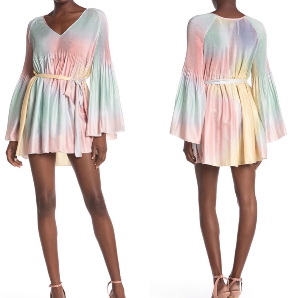 NEW Wildfox Pastel Pleated Rainbow Dress | S